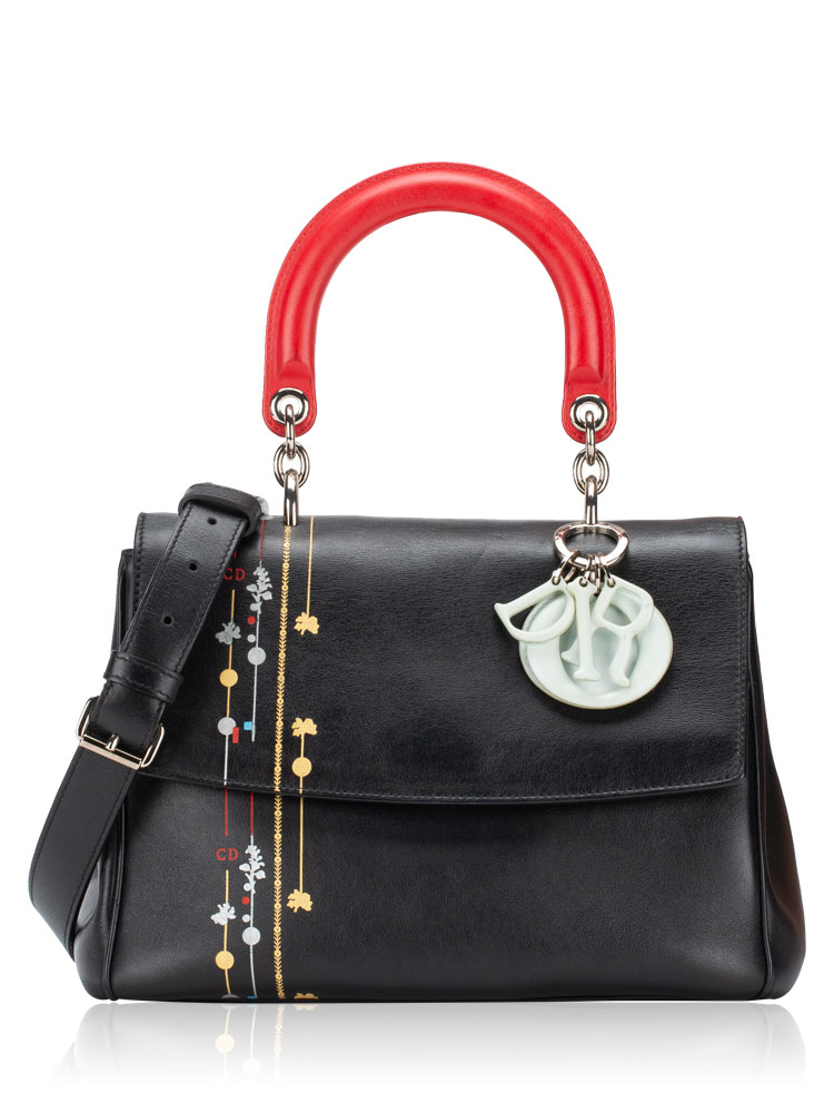 Calfskin Be Dior Small Flap Shoulder Bag Black Multicolor