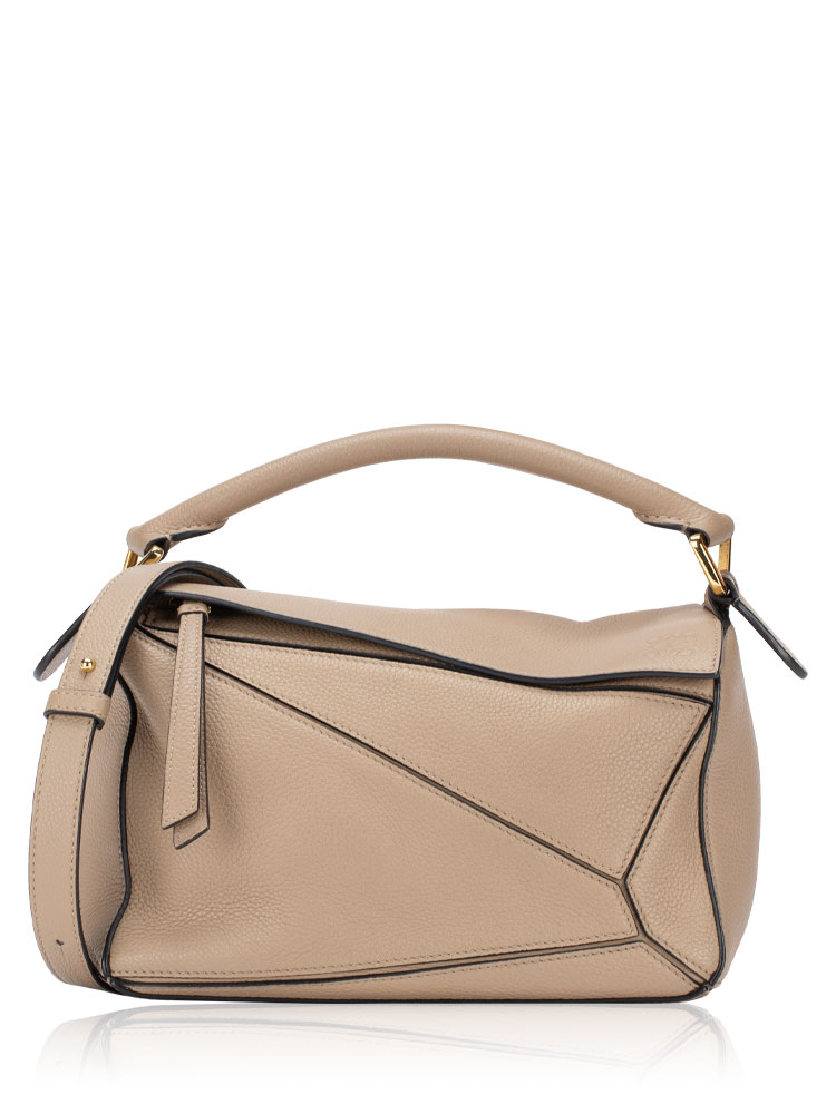 Grained Calfskin Small Puzzle Bag Sand