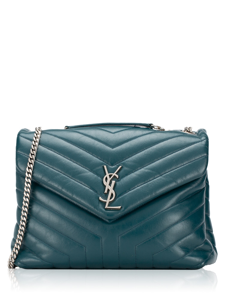 Calfskin Y Quilted Monogram Loulou Medium Shoulder Bag Emerald
