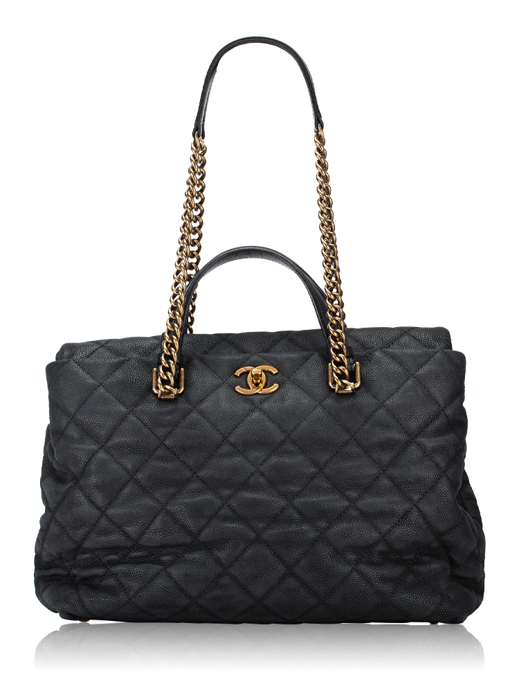 Matte Caviar Chic Quilt Tote Black