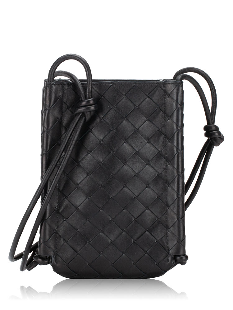 Nappa Intrecciato Flat Pouch On Strap Black