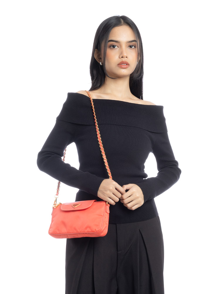 BT0779 Tessuto Saffiano Bandouliera Corallo