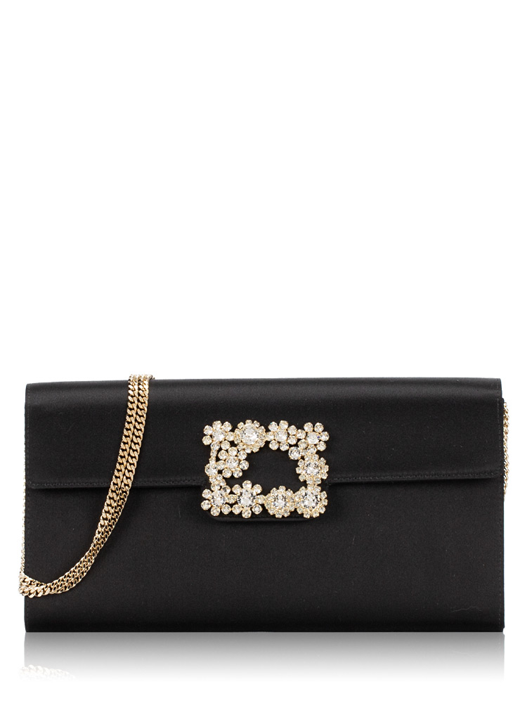 Satin Efflorescence Clutch Black
