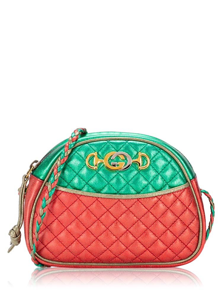 Nappa Trapuntata Zumi Mini Shoulder Bag Rosso Jasmine Green