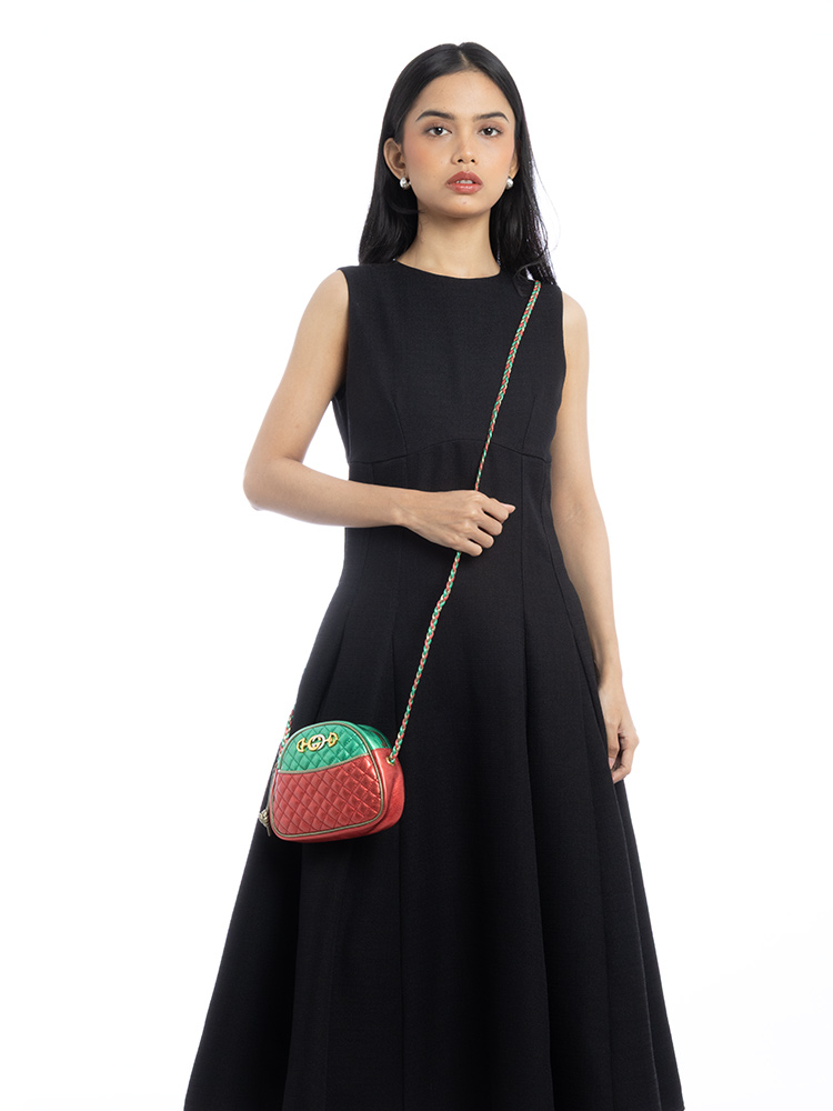 Nappa Trapuntata Zumi Mini Shoulder Bag Rosso Jasmine Green