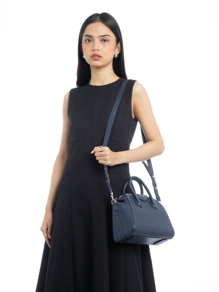 Sugar Goatskin Mini Antigona Navy