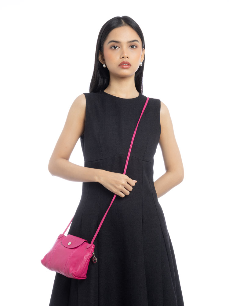 Le Pliage Cuir Crossbody Pink Fuchsia