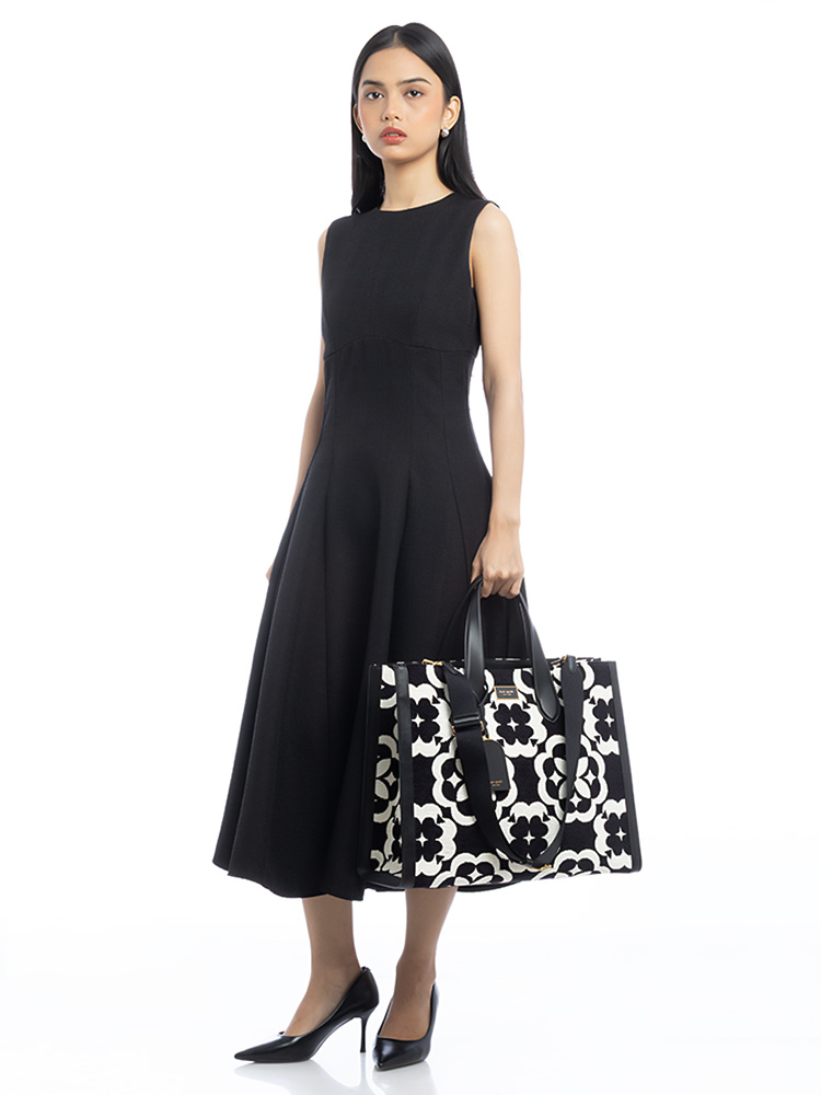 Flower Spade Manhattan Chenille Large Tote Black Multi