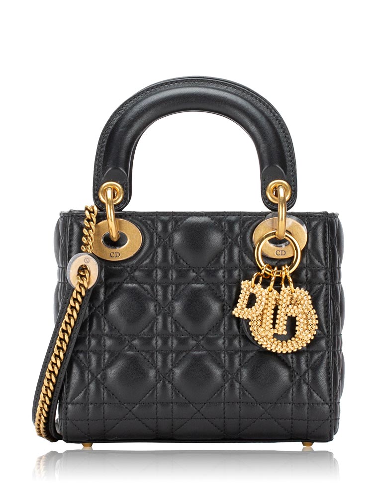 Lambskin Cannage Mini Lady Dior Black