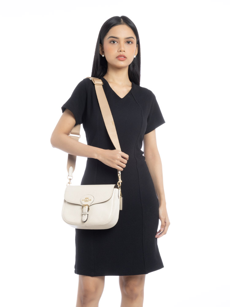CP107 Amelia Leather Saddle Bag Chalk