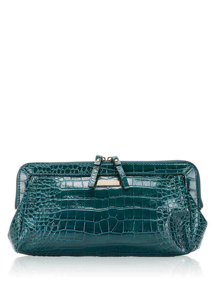 Knightsbridge Gia Croco Embossed Clutch Dark Teal