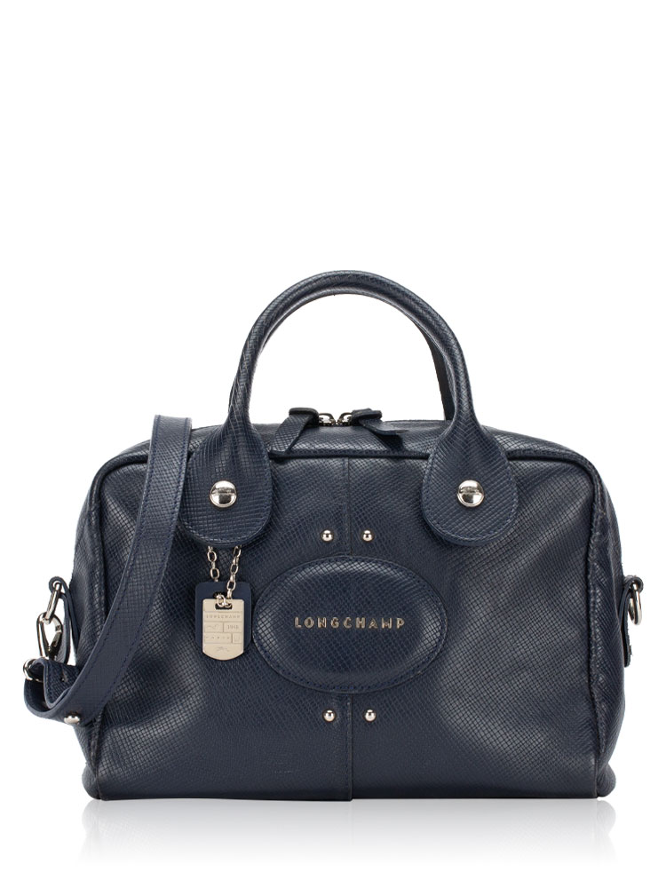 Quadri Leather 2-Way Bag Navy