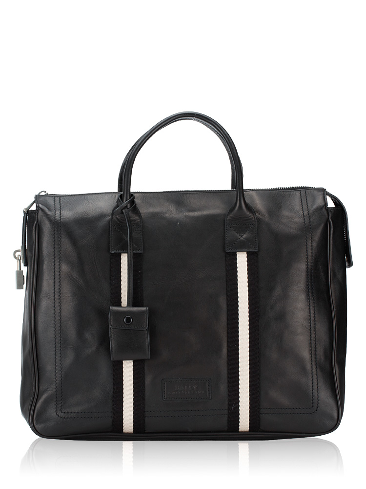 Men Tajest Leather Briefcase Black