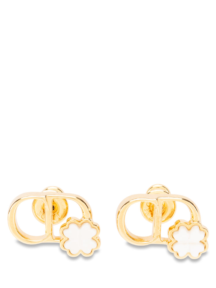 Metal CD Logo Garden Stud Earrings Gold
