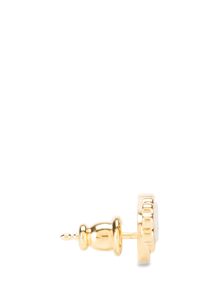 Metal CD Logo Garden Stud Earrings Gold