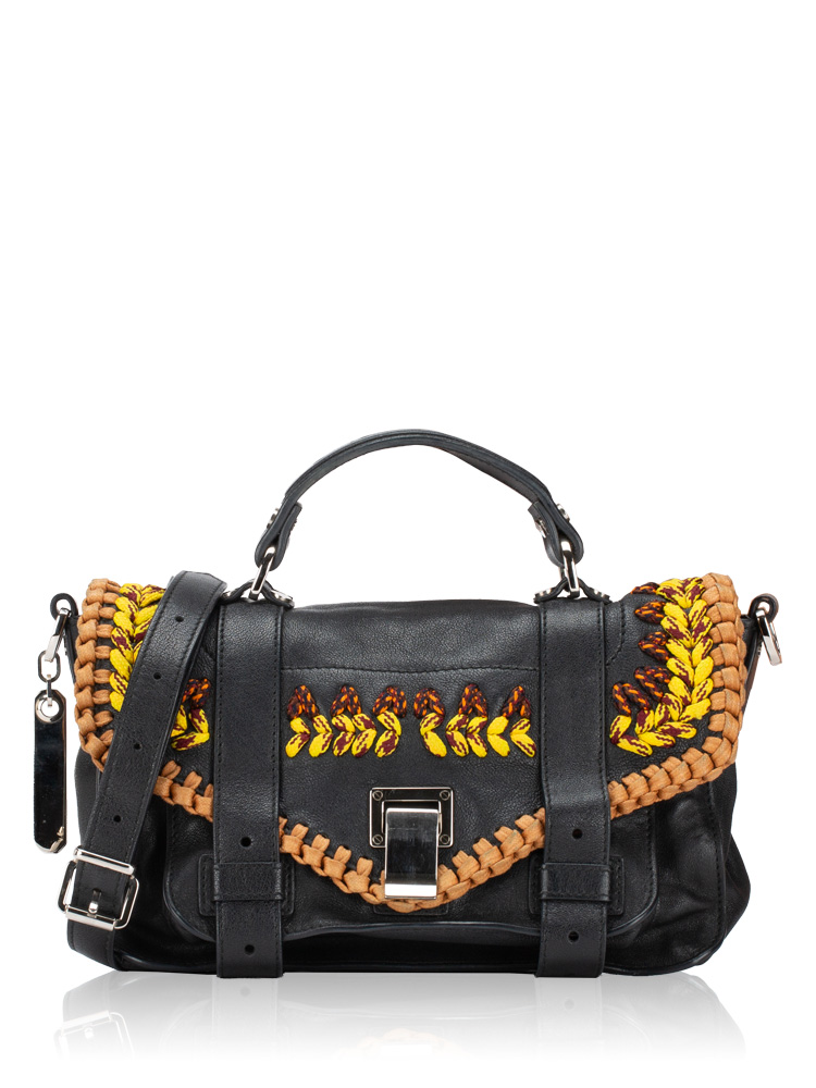 Lambskin PS1 Braided Tiny Satchel Black