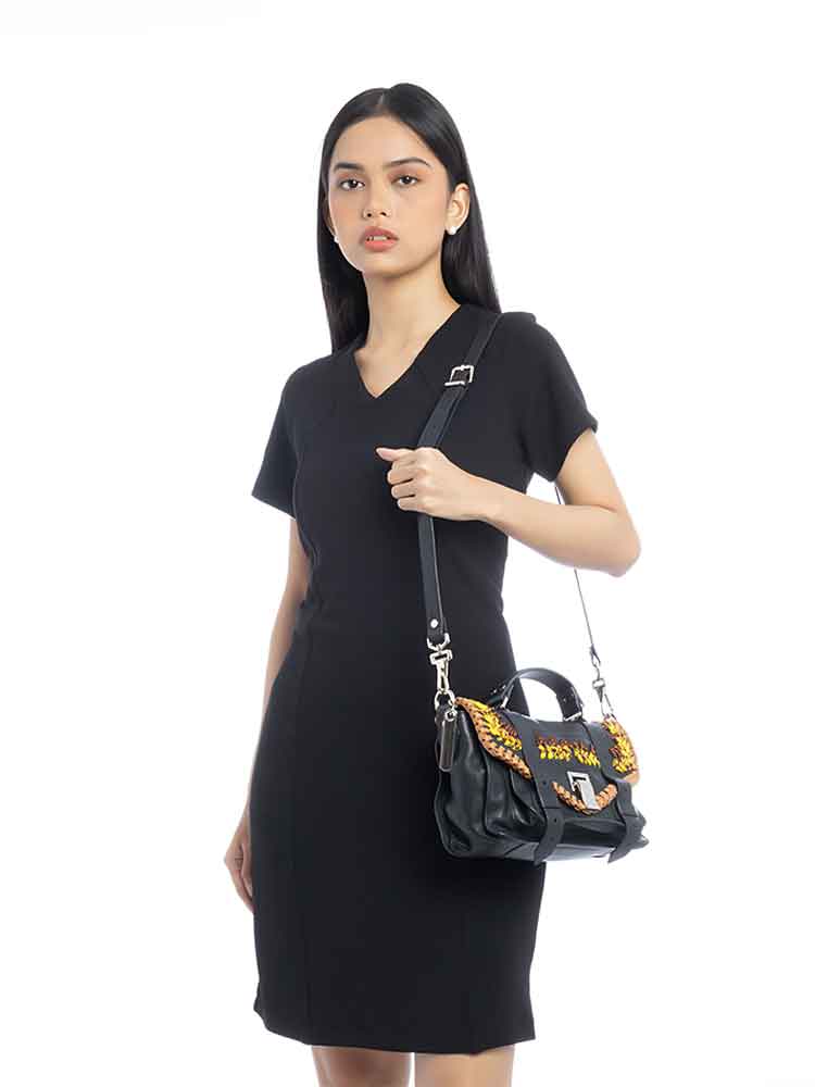 Lambskin PS1 Braided Tiny Satchel Black