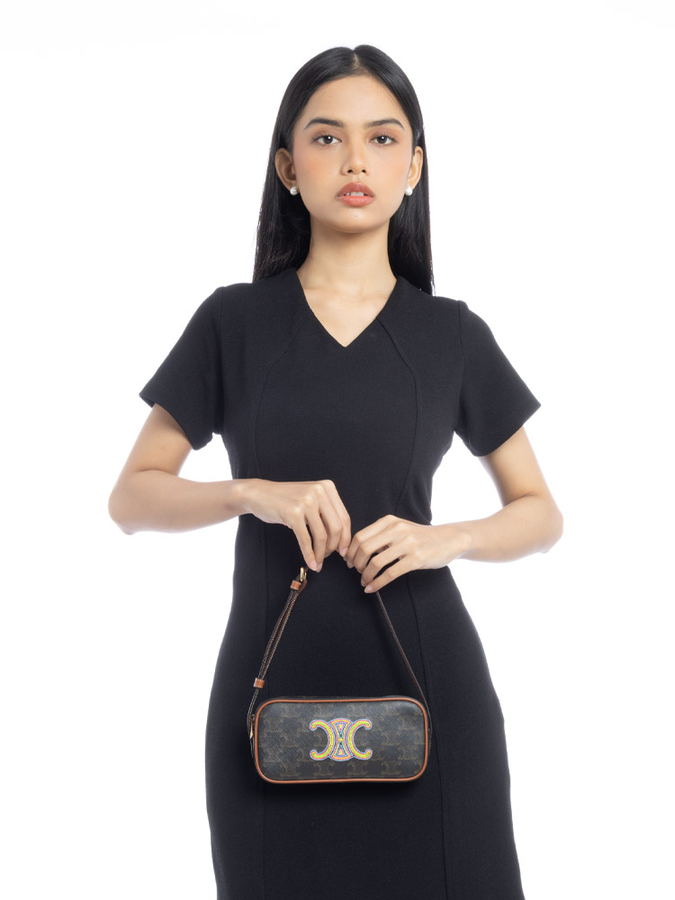 Triomphe Mini Camera Bag Tan Multicolor