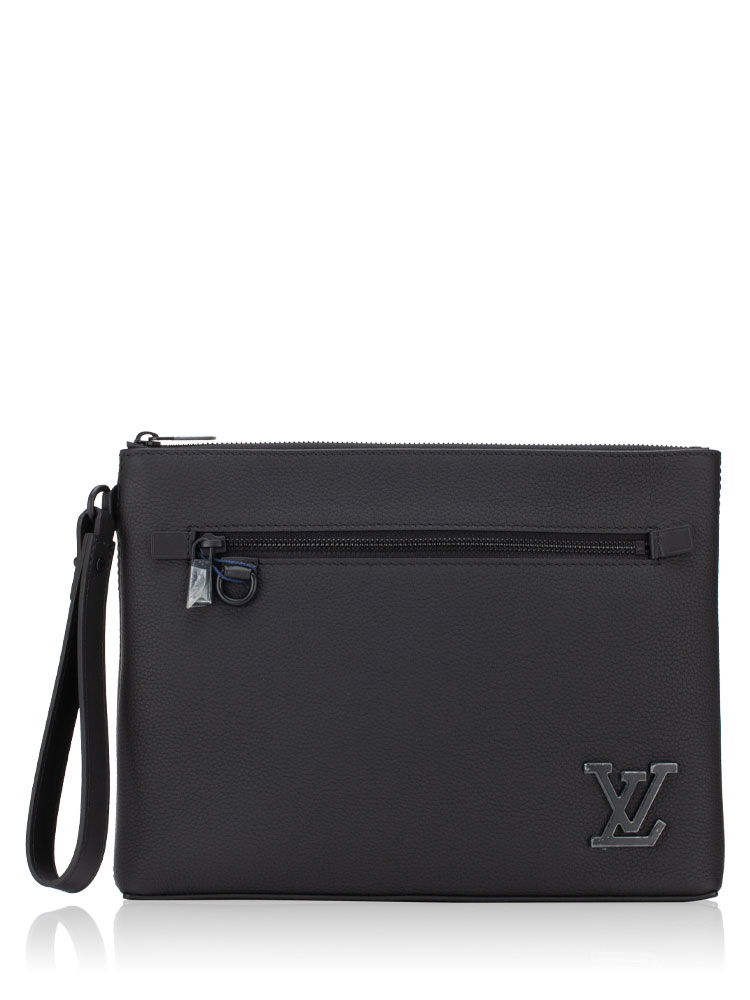Grained Calfskin Aerogram Takeoff Pouch Noir