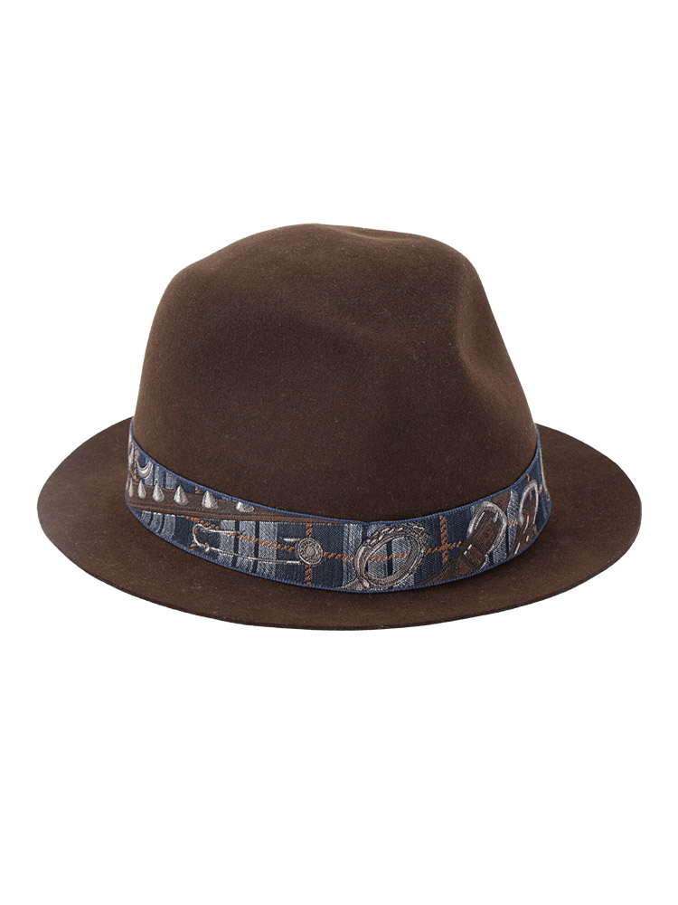 Rabbit Felt Faubourg Hat Brown Sz 60