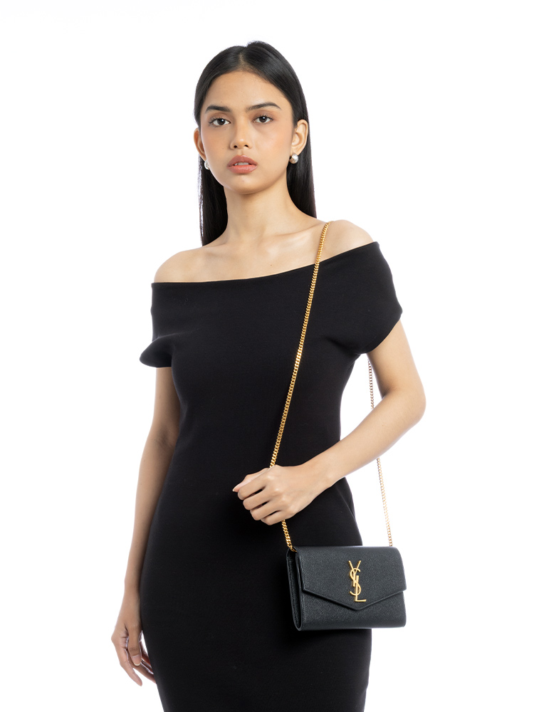 Grain De Poudre Monogram Uptown Chain Wallet Black
