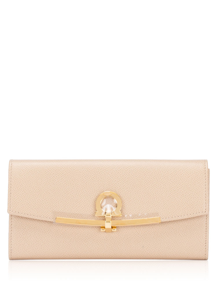 Calfskin Gancini Wallet with Lanyard Macadamia