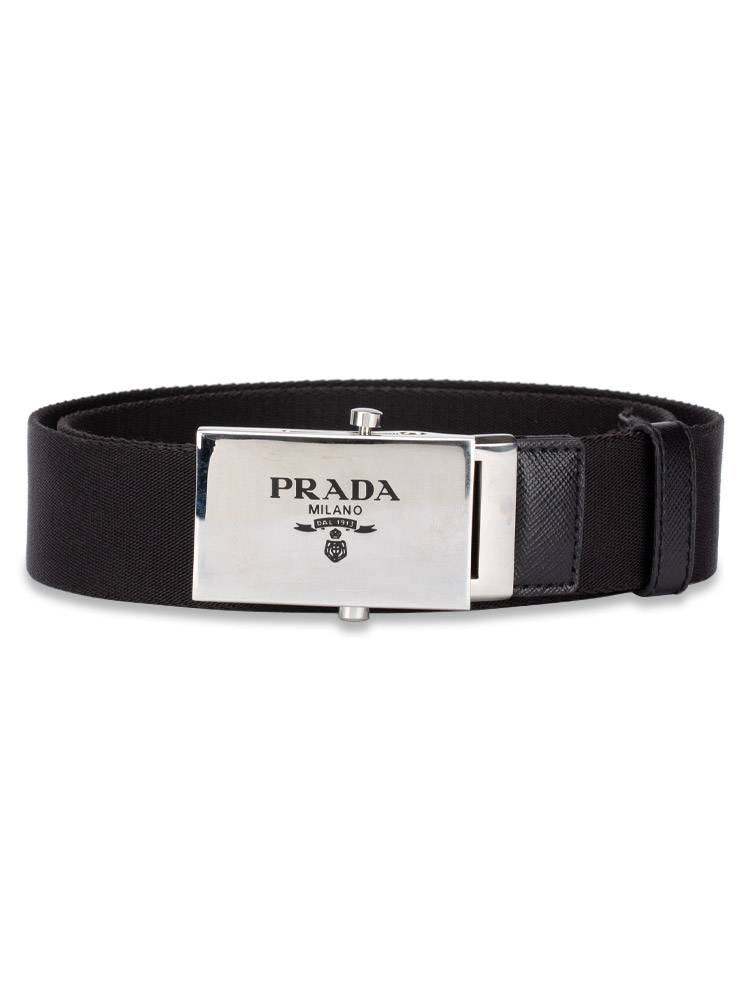 2CN074 Nylon Logo Belt Nero Sz 85
