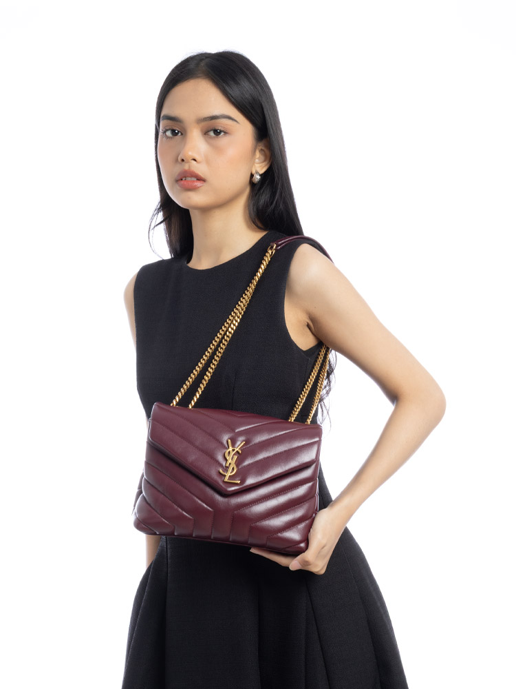 Calfskin Y Quilted Monogram Loulou Small Shoulder Bag Rouge Legion
