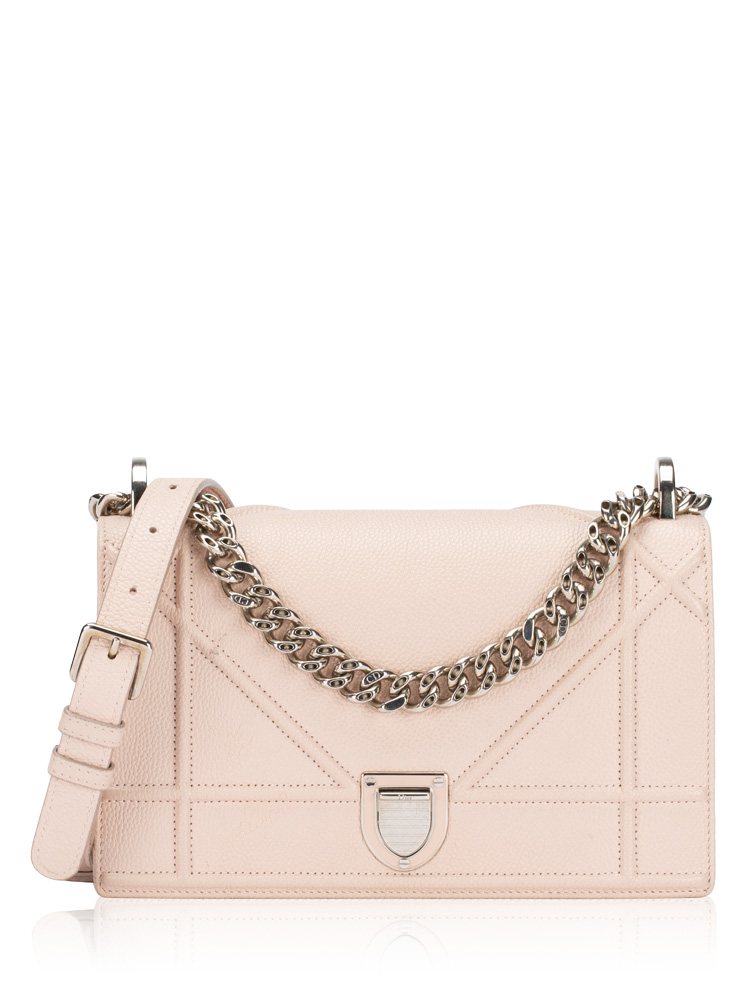 Grained Calfskin Diorama Small Flap Bag Pink