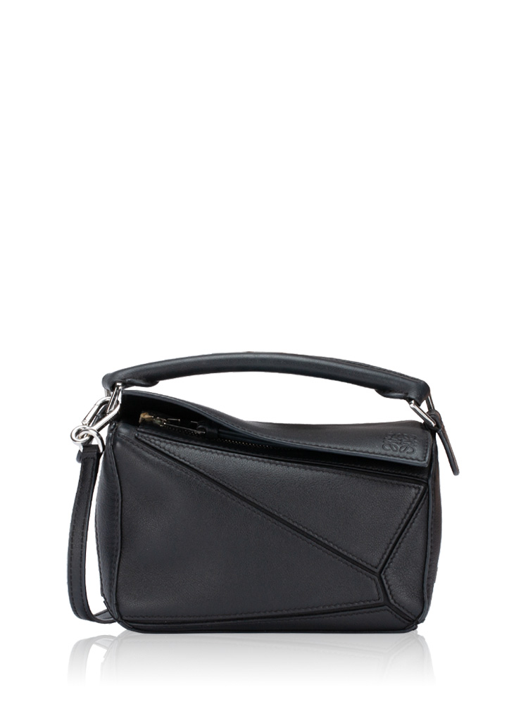 Grained Calfskin Mini Puzzle Bag Black