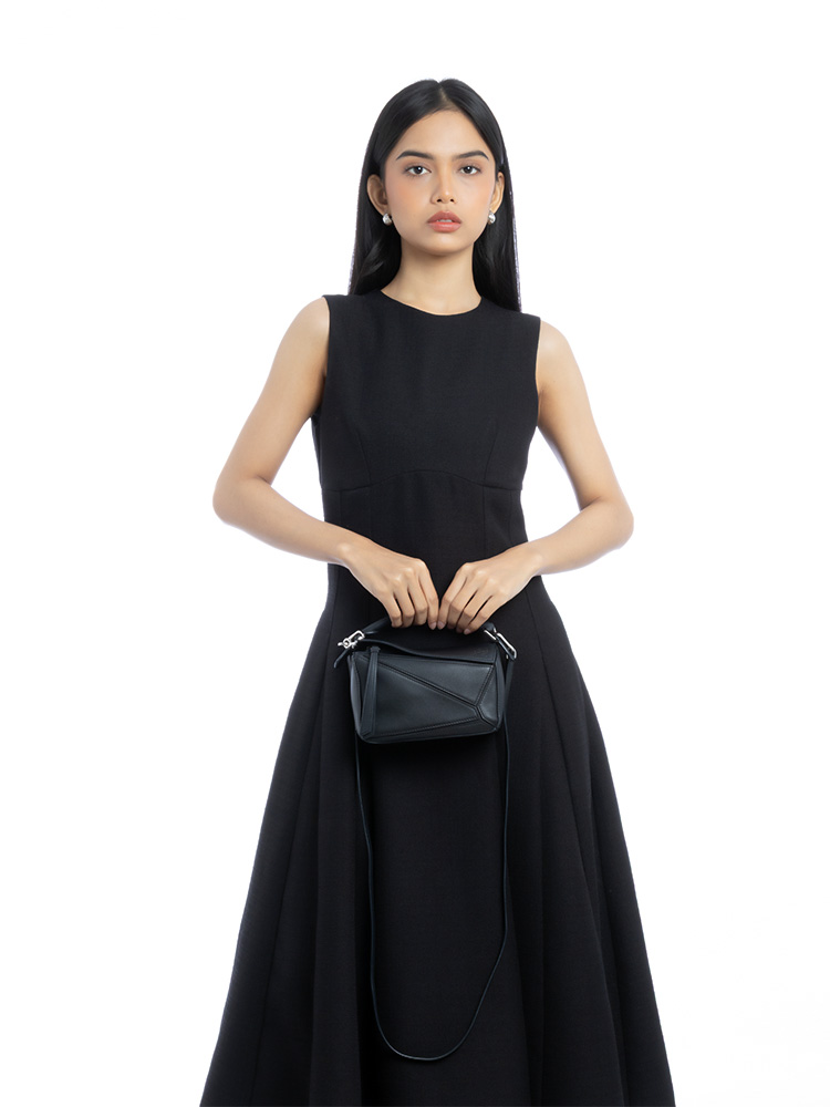 Grained Calfskin Mini Puzzle Bag Black