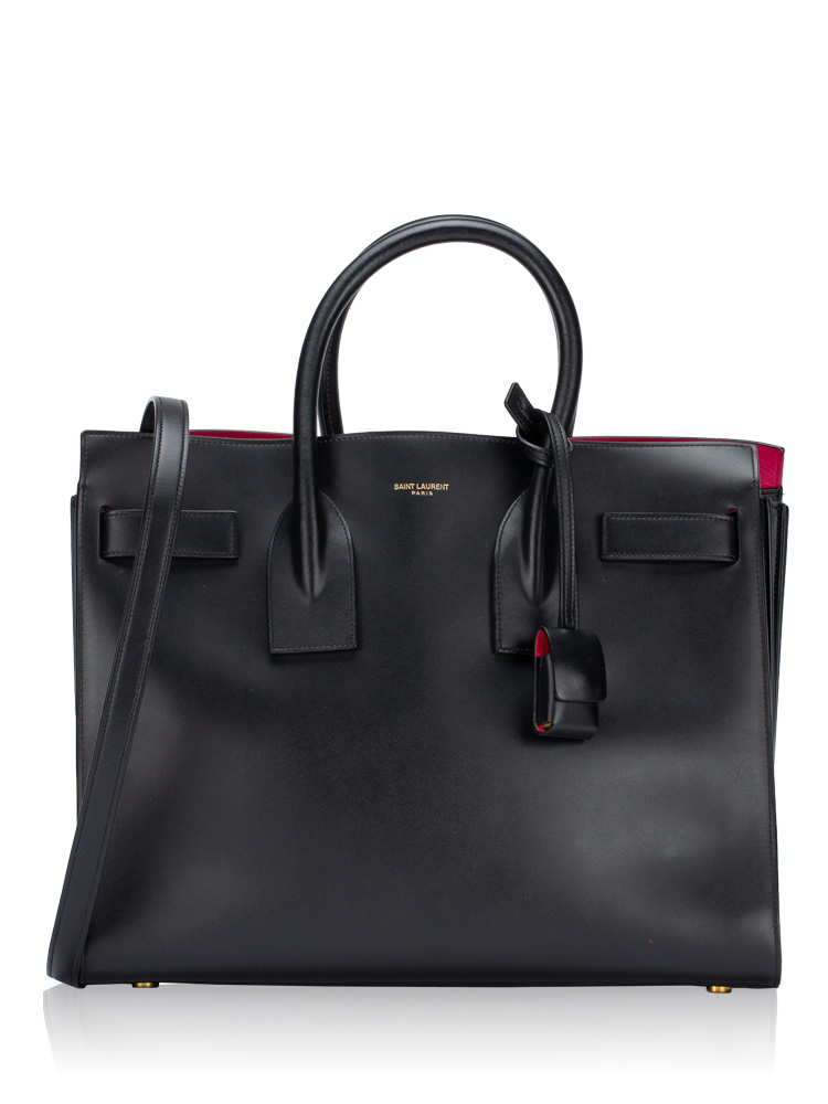 Smooth Calfskin Small Sac De Jour Black Fuchsia
