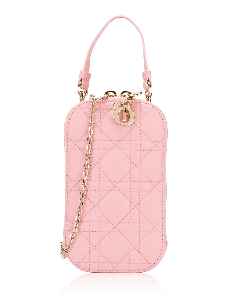 Lambskin Lady Dior Call'in Phone Crossbody Pink