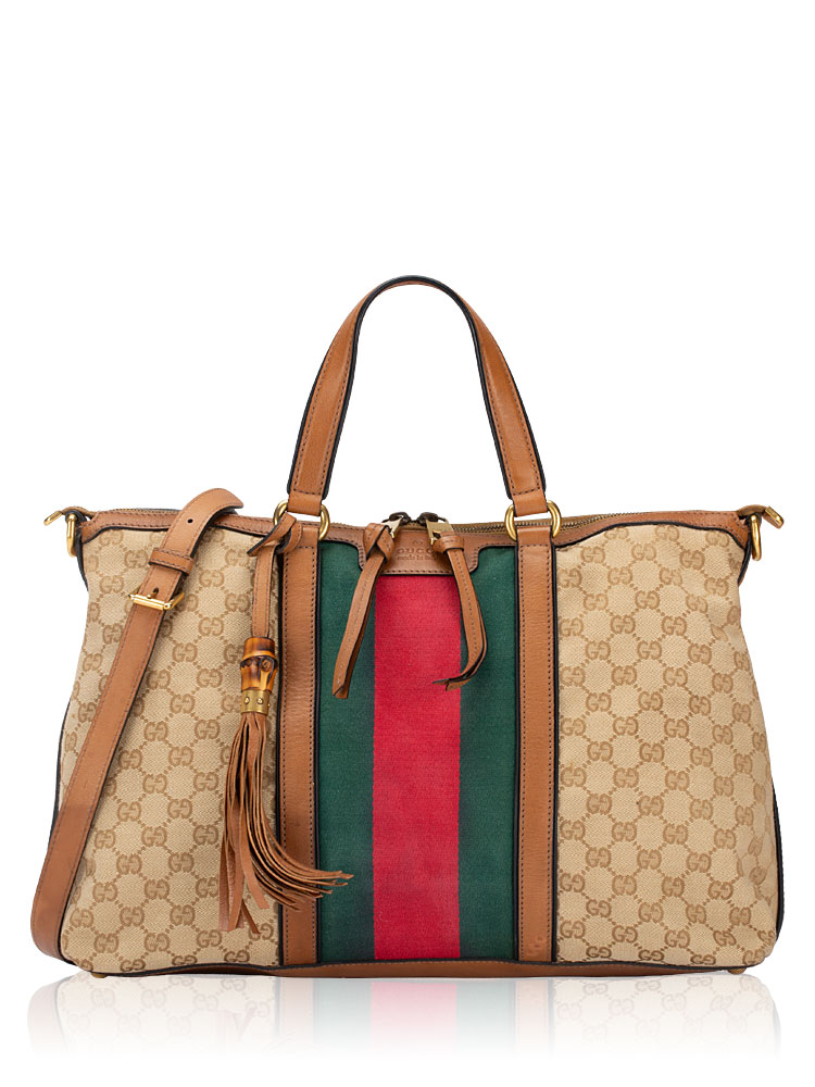 GG Canvas Web Rania Medium Top Handle Bag Sand