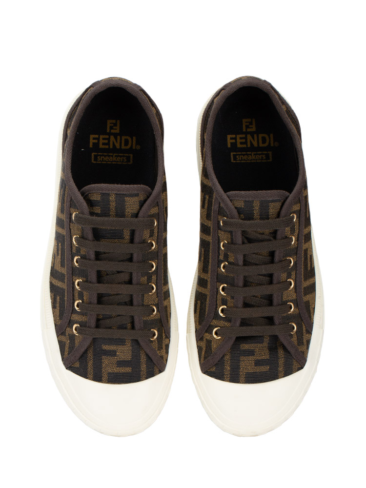 Fabric Jacquard FF Domino Sneakers Tabacco Black Sz 39