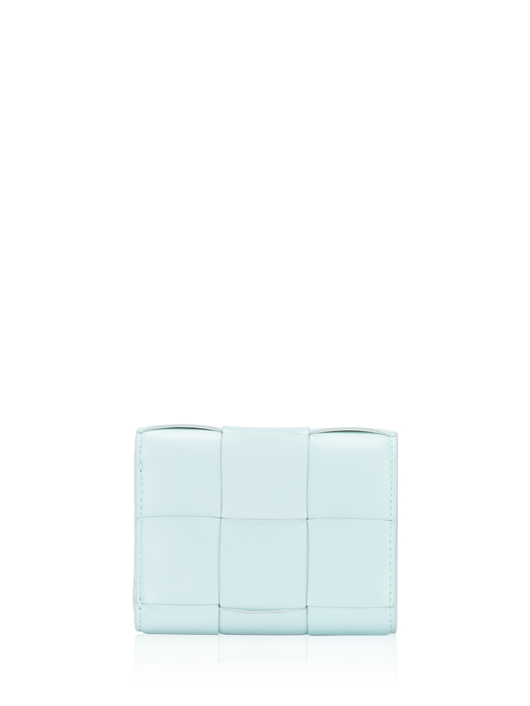 Nappa Maxi Intrecciato Cassette Tri-Fold Wallet Pale Blue