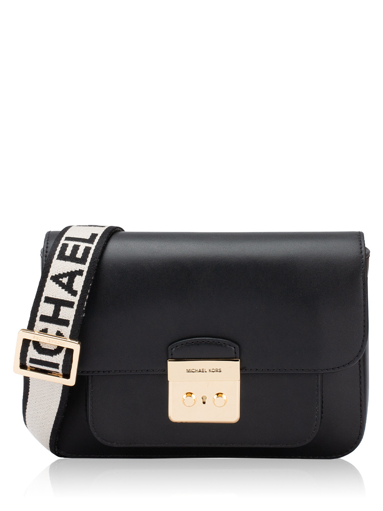 Sloan Editor Leather Medium Flap Messenger Black