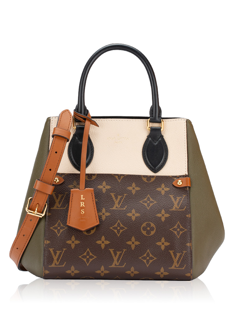 Calfskin Monogram Fold PM Cream Khaki Black