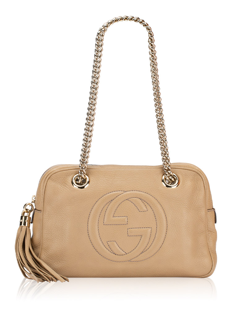 Pebbled Calfskin Soho Small Bowler Beige