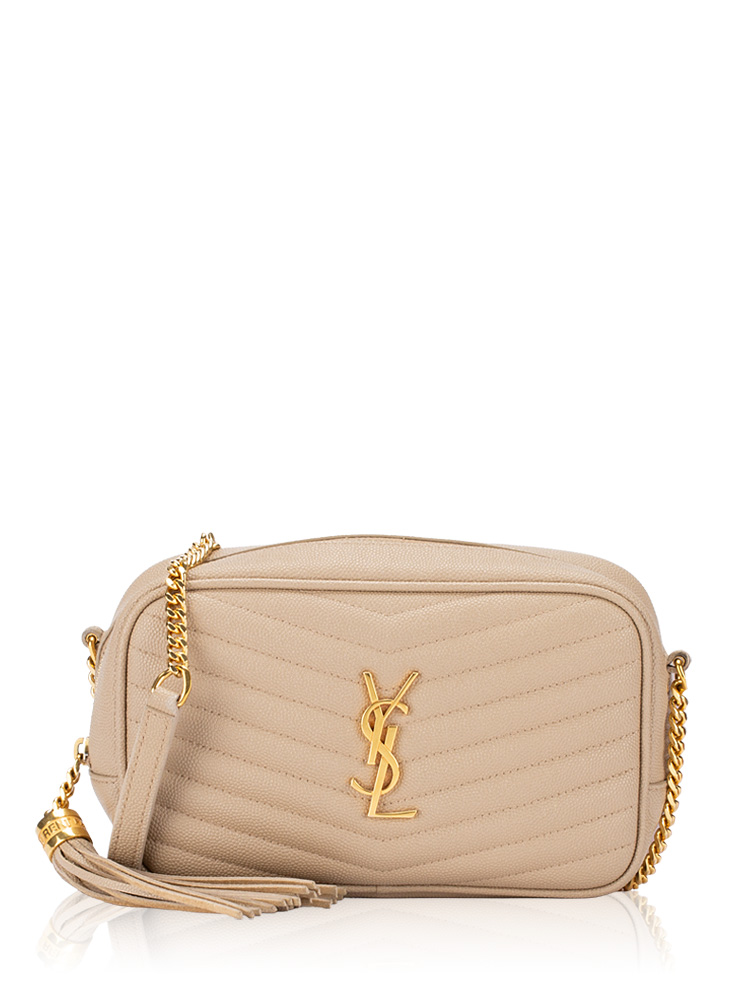 Grain De Poudre Matelasse Monogram Lou Mini Camera Bag Dark Beige
