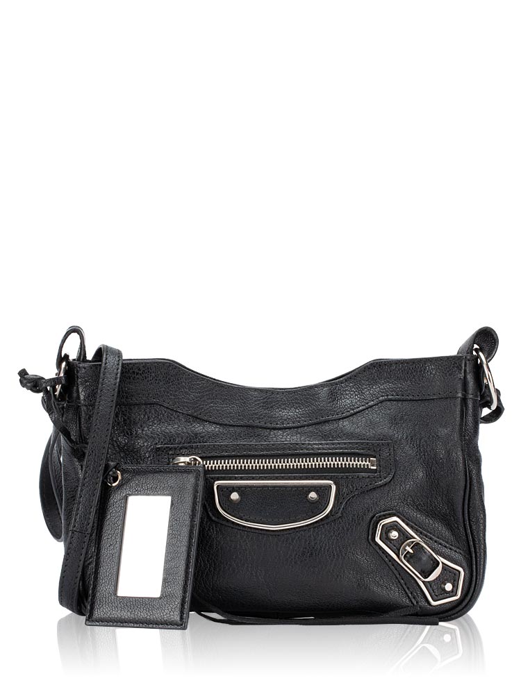 Gold Metallic Edge Hip Crossbody Black