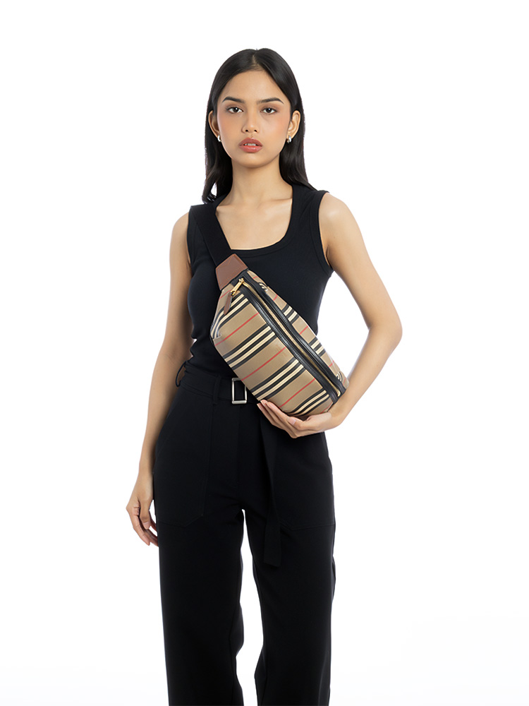 E-Canvas Icon Stripe Sonny Bum Bag Archive Beige