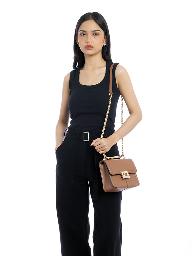 Sonia Square Leather Small Shoulder Bag Luggage
