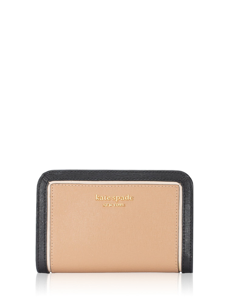 Morgan Colorblocked Compact Wallet Cafe Mocha