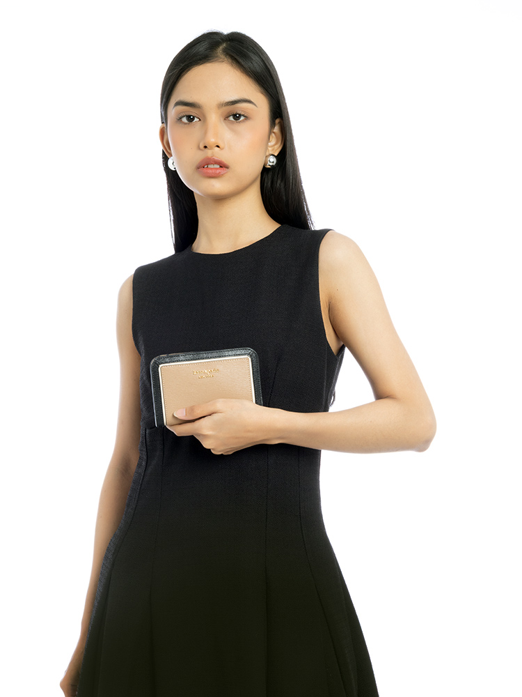 Morgan Colorblocked Compact Wallet Cafe Mocha
