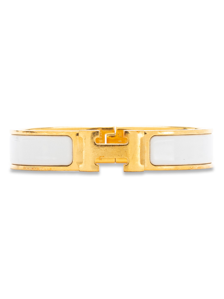 Enamel Narrow Clic Clac H Bracelet PM Blanc