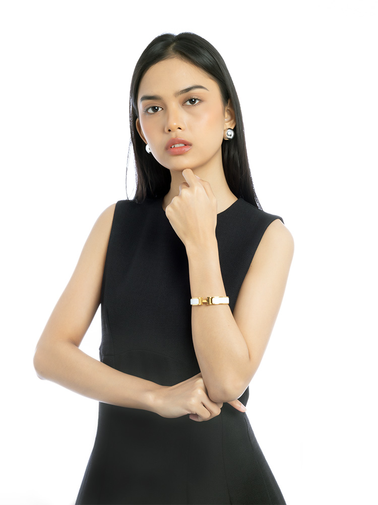 Enamel Narrow Clic Clac H Bracelet PM Blanc