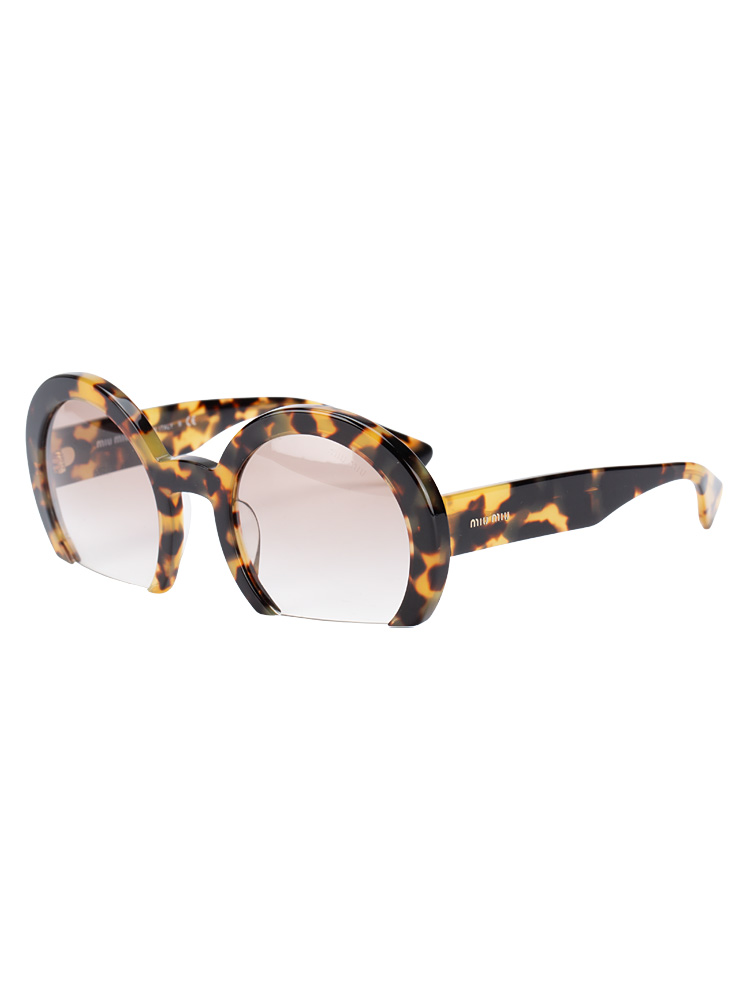 SMU07Q-A Half Rim Round Sunglasses Tortoise