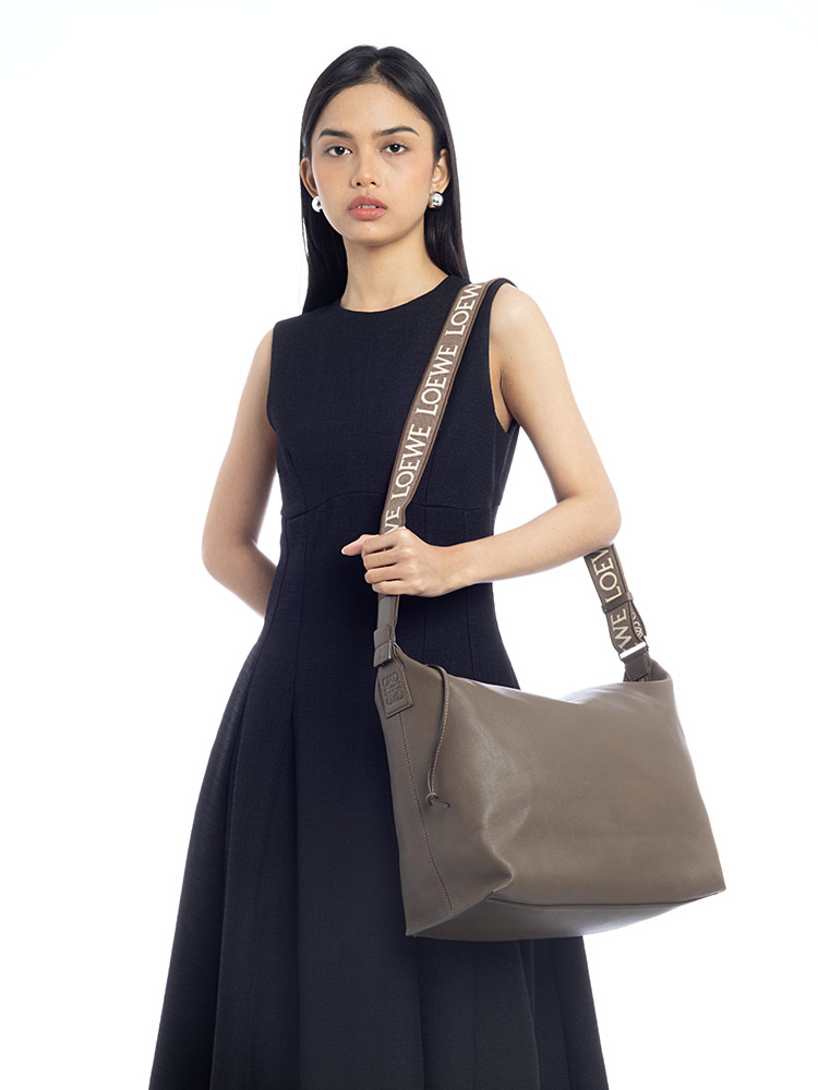 Supple Smooth Calfskin Cubi Crossbody Taupe
