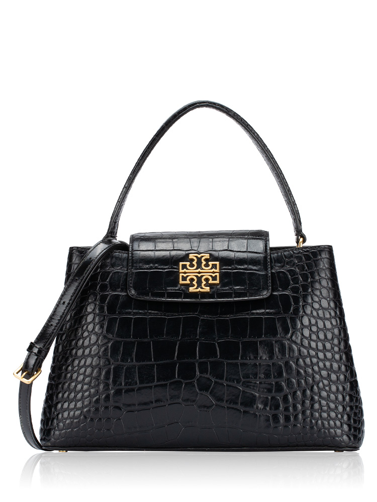 Britten Croc Top Handle Bag Black